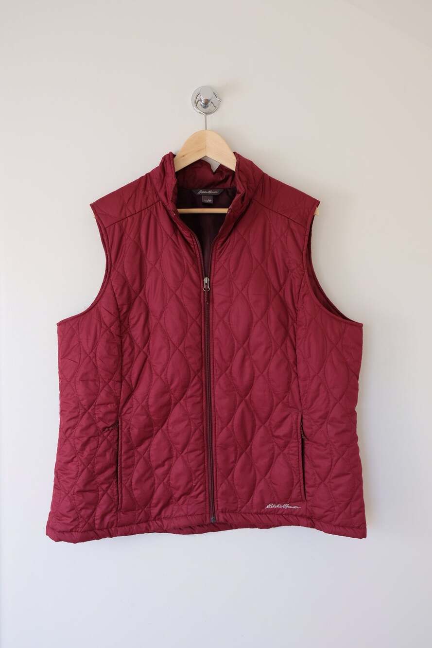 Eddie Bauer Quilted Puffer Vest 2XL Burgundy Insulated Plus Size Gorpcore Cabin